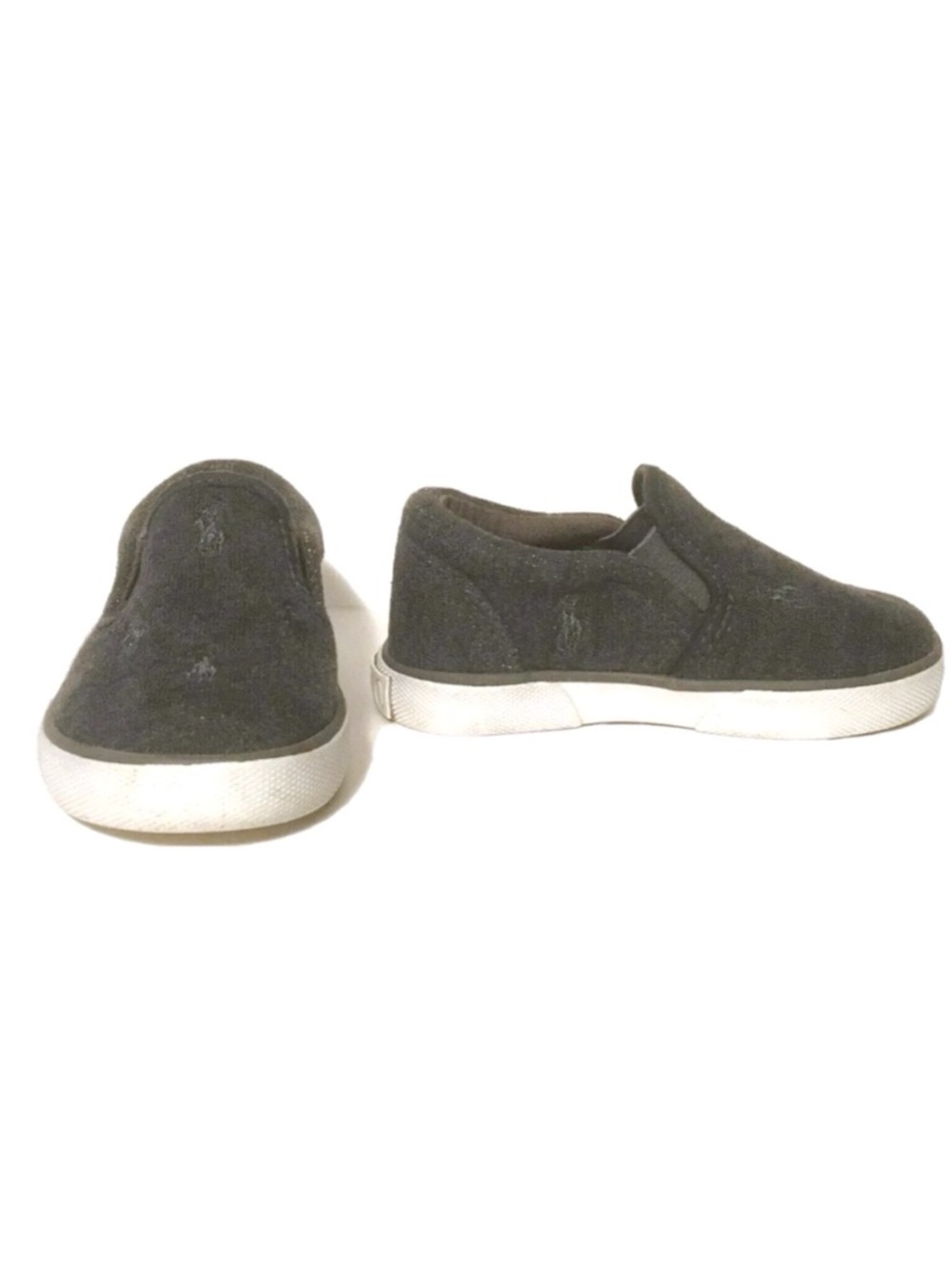 Polo Ralph Lauren Harbour Dark Gray Toddler Slip On Shoes Size 5 Horse Running